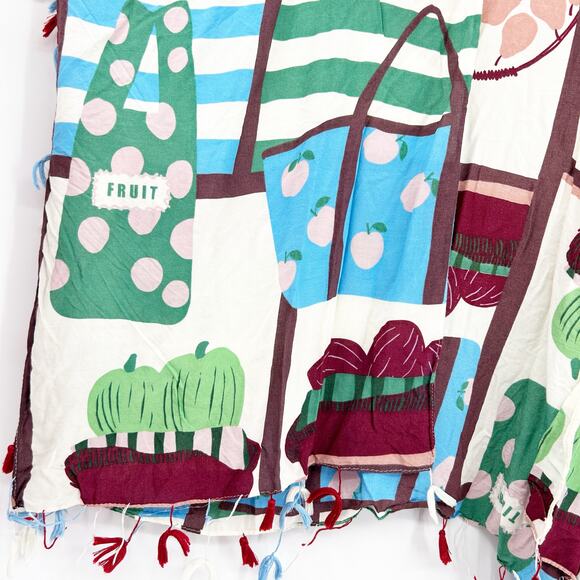 Parfois Womens Boho Summer Fruit Bag Basket Open Front Tassel Fringe Kimono OS - Picture 2 of 6